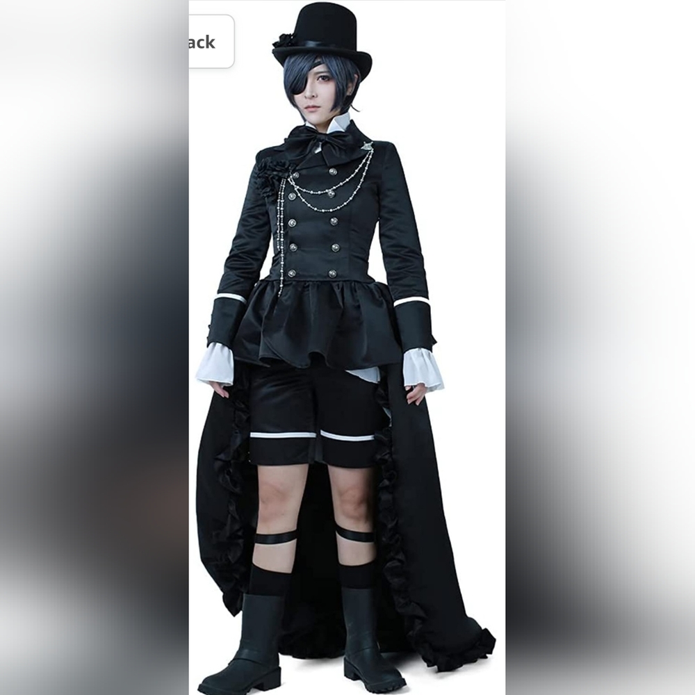 New Cosplay Women's Anime Costume Outfit Classic Black Suit Dress Sz M